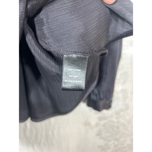 Torrid Babydoll Top 1 1X Gray Crepe Satin Belted Peplum Long Sleeve - Picture 6 of 9